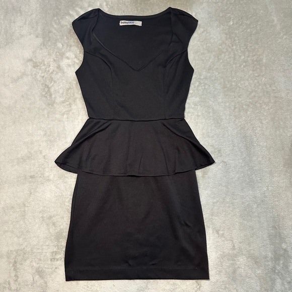 bailey blue Dresses & Skirts - Bailey Blue Mini Peplum Dress Women Sz S Black Sweetheart Sleeveless Stretch Y2K